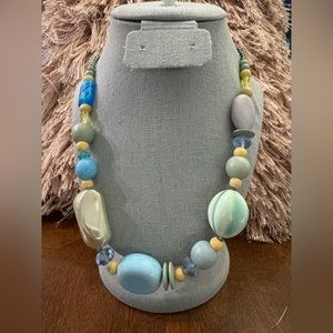 Asymmetrical Beaded Necklace and pendant earrings